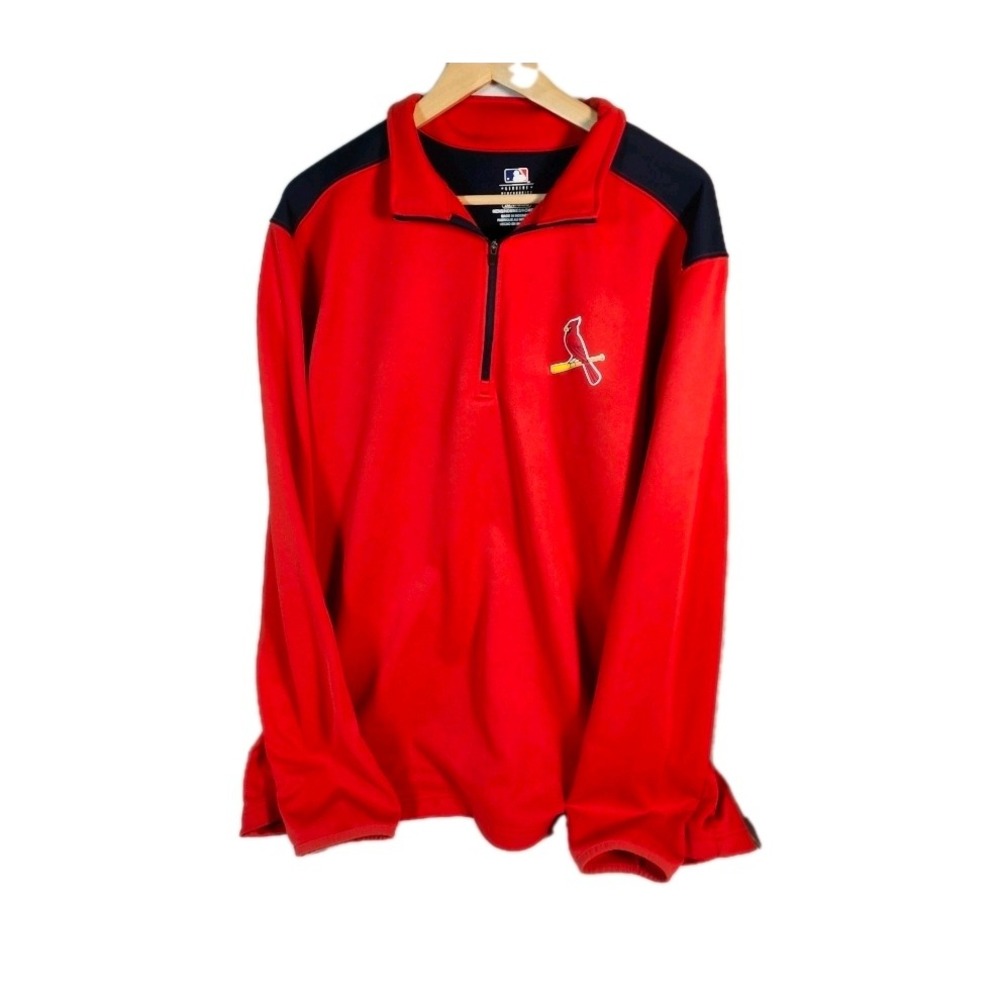 MLB St Louis‎ Cardinals Mens 2XL Red Navy 1/4 Zip Pullover Jacket